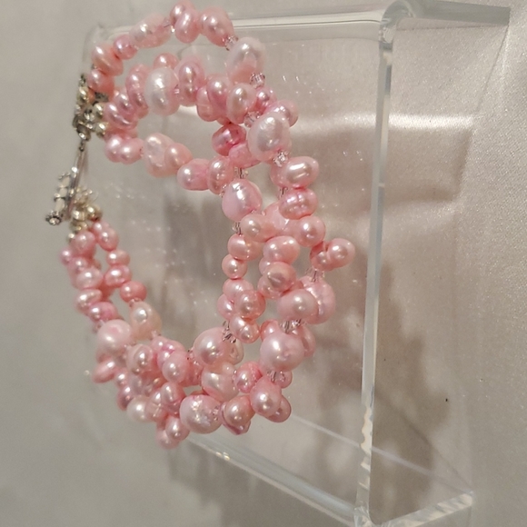 Freshwater Pearl & Swarovski Crystal 4 Strand Bracelet - Picture 3 of 4